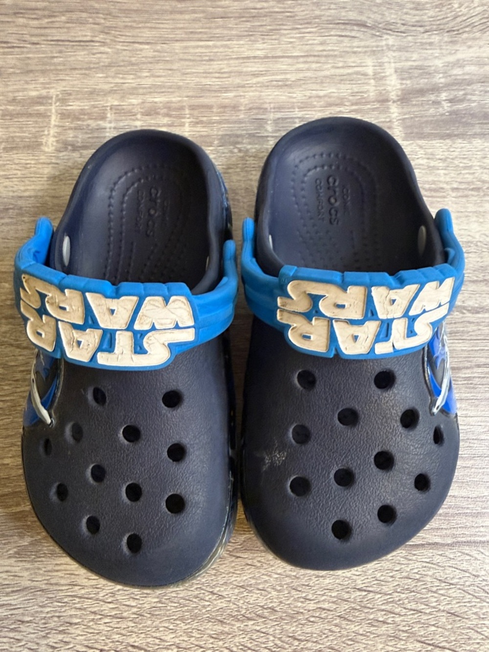 CROCS Kids Black Clogs with Blue Star Wars Strap